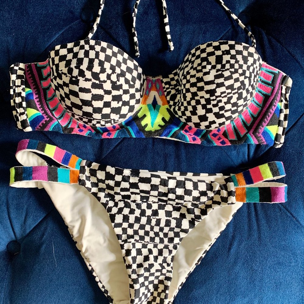 Mara Hoffman checker embroidered bikini